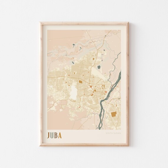 Juba Map Poster Print Wall Art South Sudan Africa Travel Gift Boho Decor