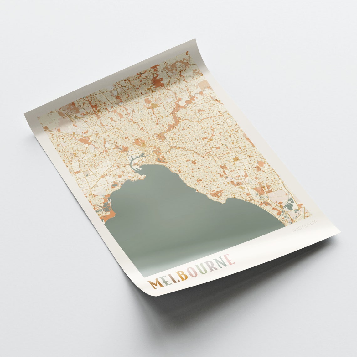 Melbourne Australia City Map Boho Cream Minimalist Wall Decor Poster - Image 2