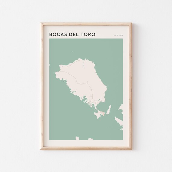 Bocas Del Toro Map Poster Print Wall Art Panama Travel Gift Farmhouse Decor