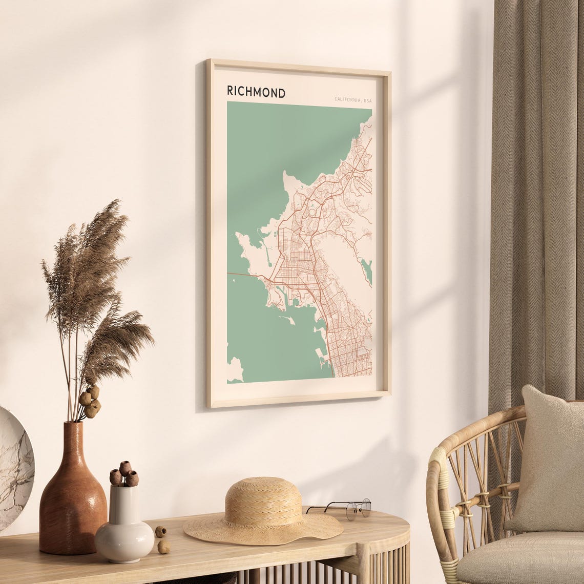 Richmond California Minimalist City Street Map Wall Decor Poster - Image 3
