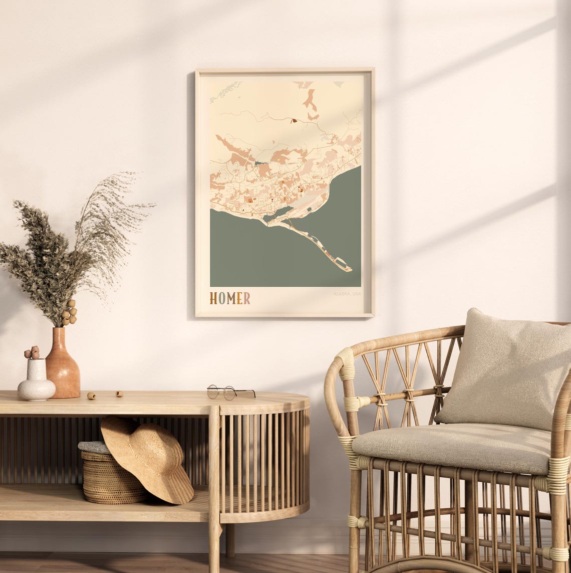 Homer Alaska Stylized Vintage Street Map Modern City Art Poster - Image 2