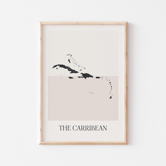 The Caribbean Region Islands Map Silhouette Minimalist Art Poster