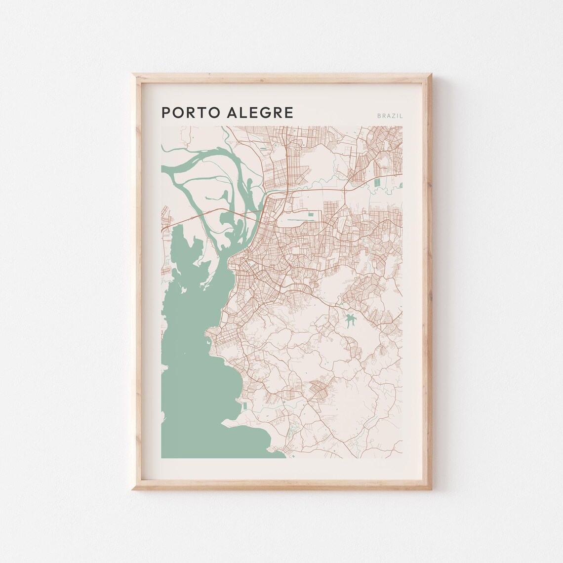 Porto Alegre Map Poster Print Wall Art Brazil Travel Gift Minimalist