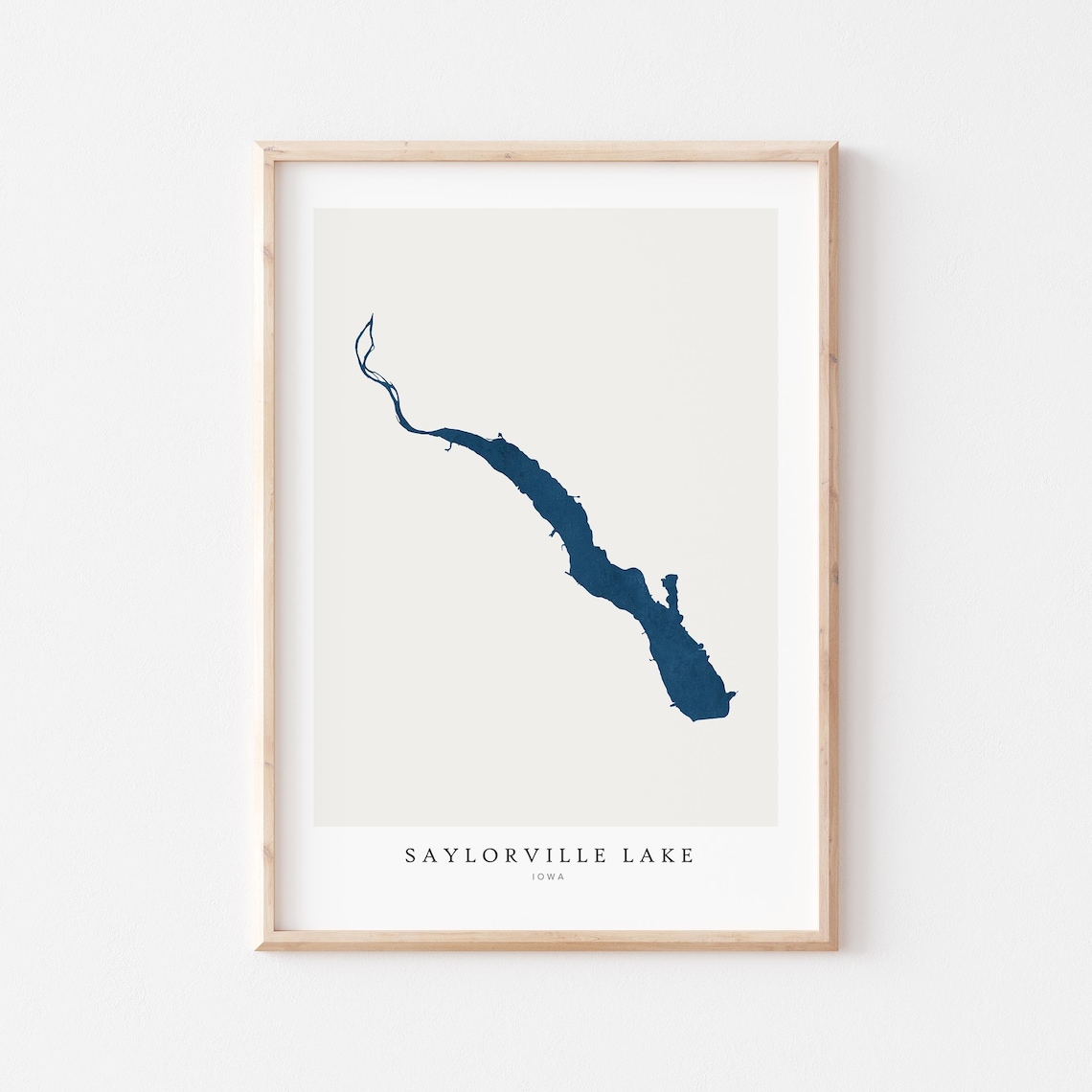 Saylorville Lake Iowa Map Art Minimalist Lake Silhouette Print