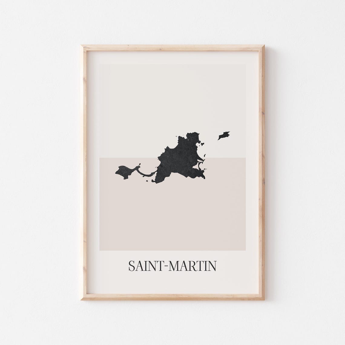 Saint Martin Island Black Ink Map Silhouette Minimalist Art Poster