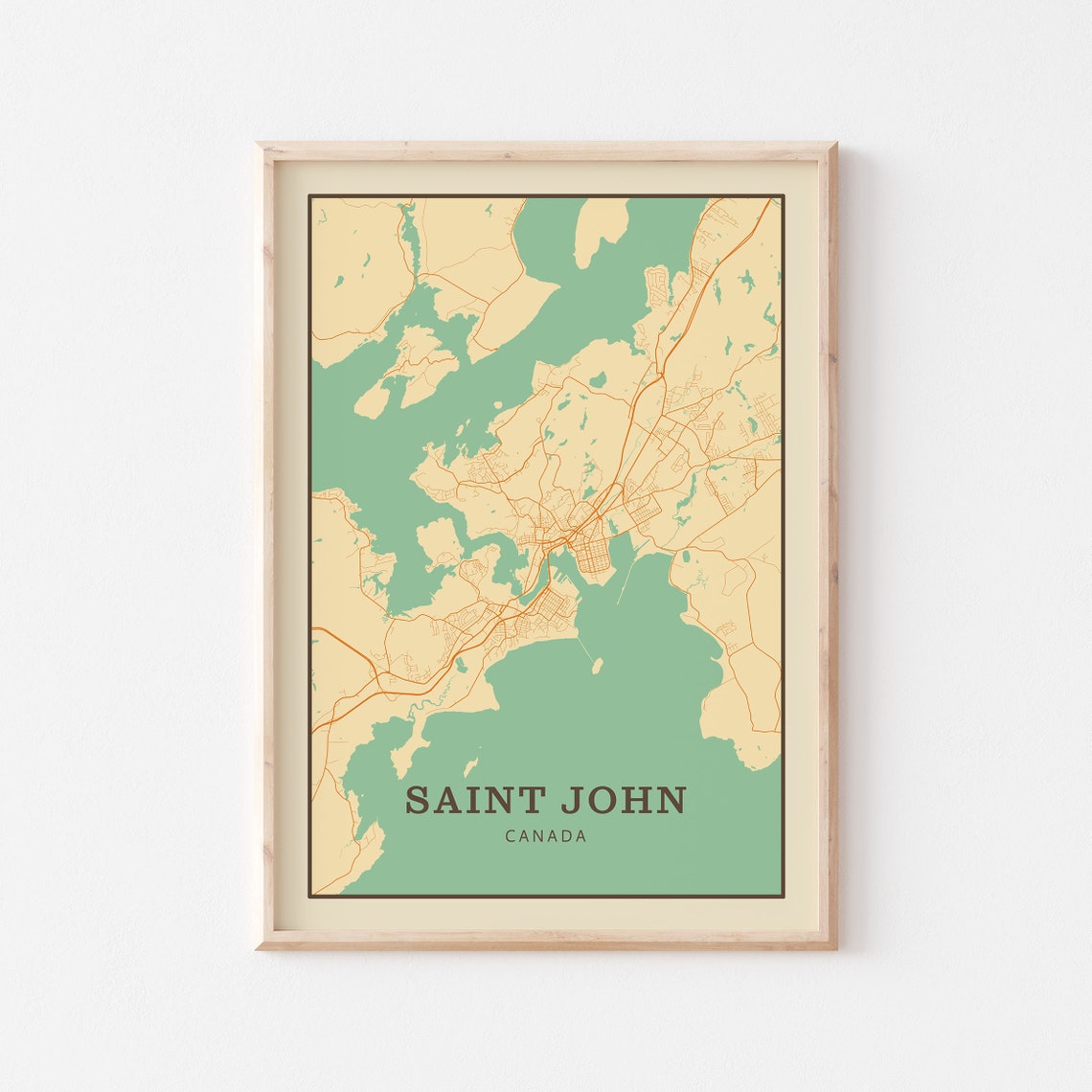 Saint John Canada Vintage Street Map City Art Poster Home Decor Gift