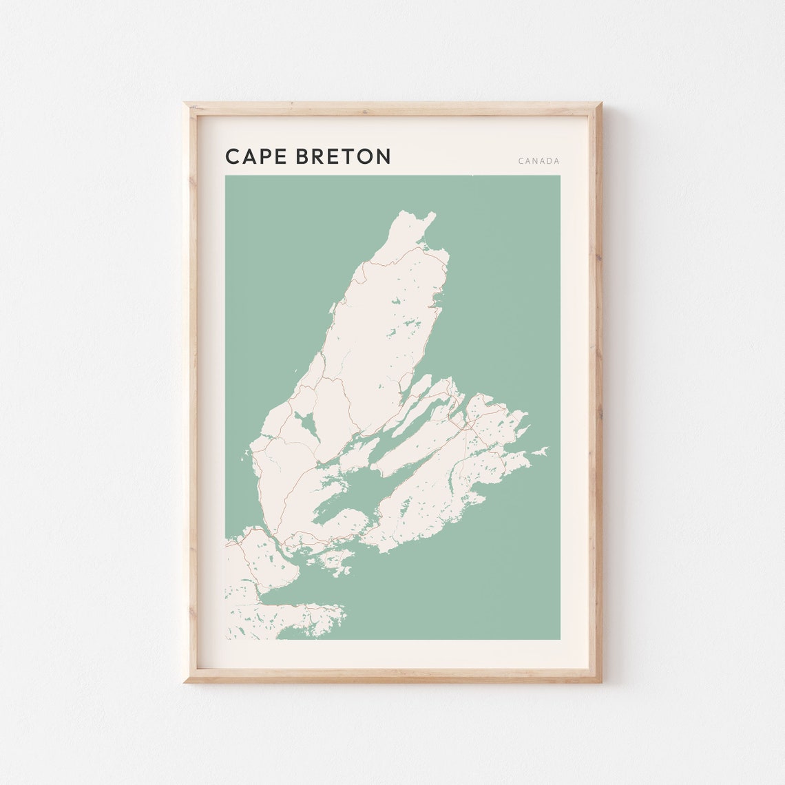 Cape Breton Nova Scotia Canada Modern Minimalist Island Map Poster