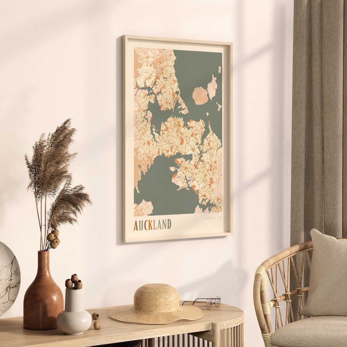 Auckland Map Poster Auckland Wall Art Auckland Poster Auckland Print Auckland New Zealand Auckland Map Print Boho Wall Art - Image 3