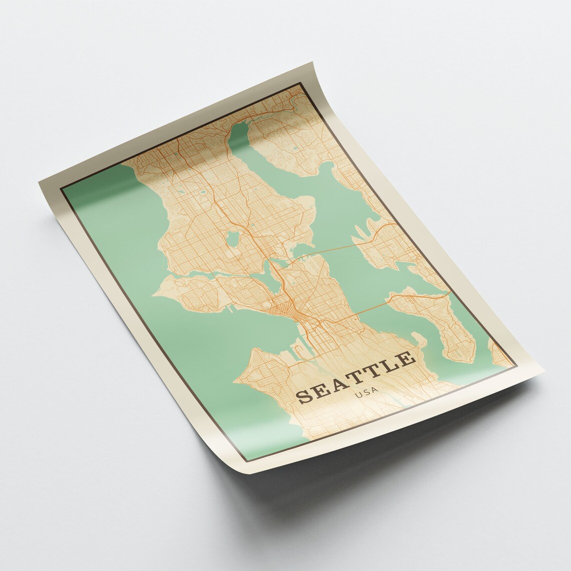 Seattle USA Vintage Street Map City Art Poster Home Decor Gift - Image 2