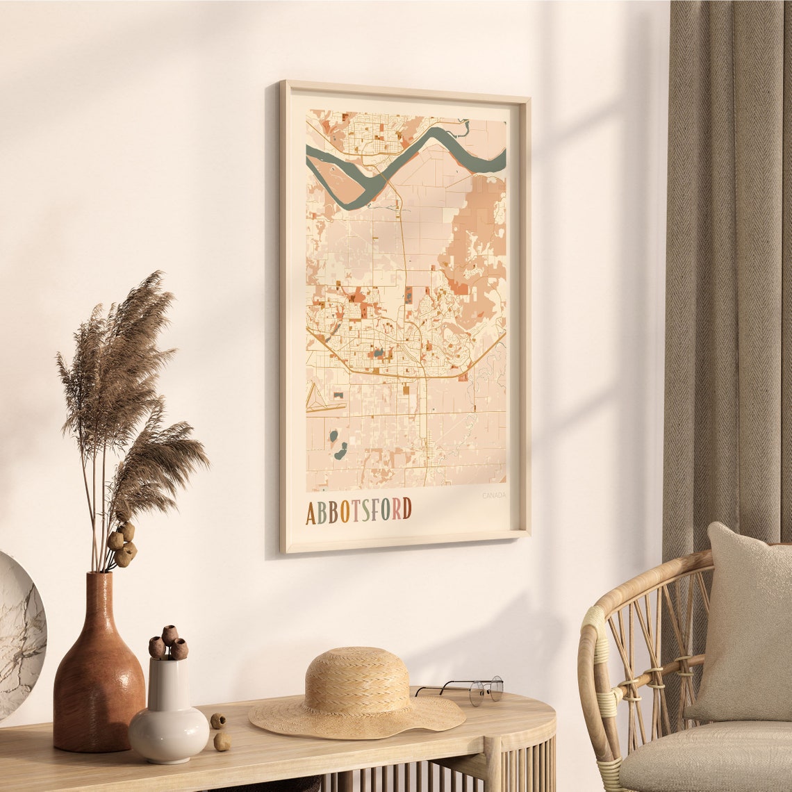 Abbotsford Canada Boho Colorful Street Map City Art Poster Home Decor - Image 3