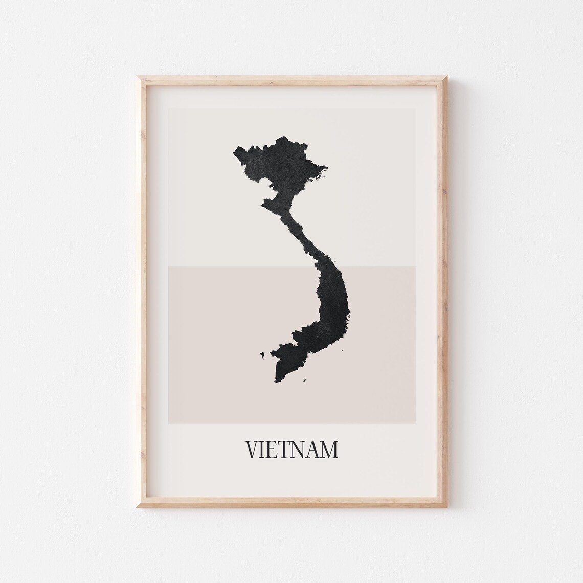 Vietnam Minimalist Country Map Beige Silhouette Travel Poster