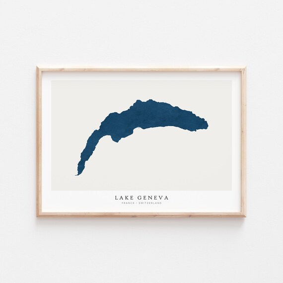 Lake Geneva Lac Leman Map Poster Print