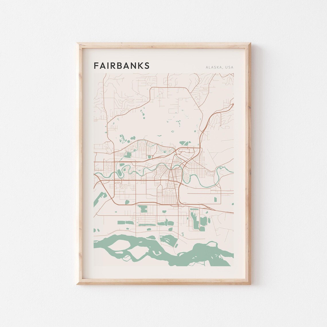 Fairbanks Map Poster Fairbanks Print Fairbanks Poster Fairbanks Wall Art Alaska Travel Gift Farmhouse Wall Decor