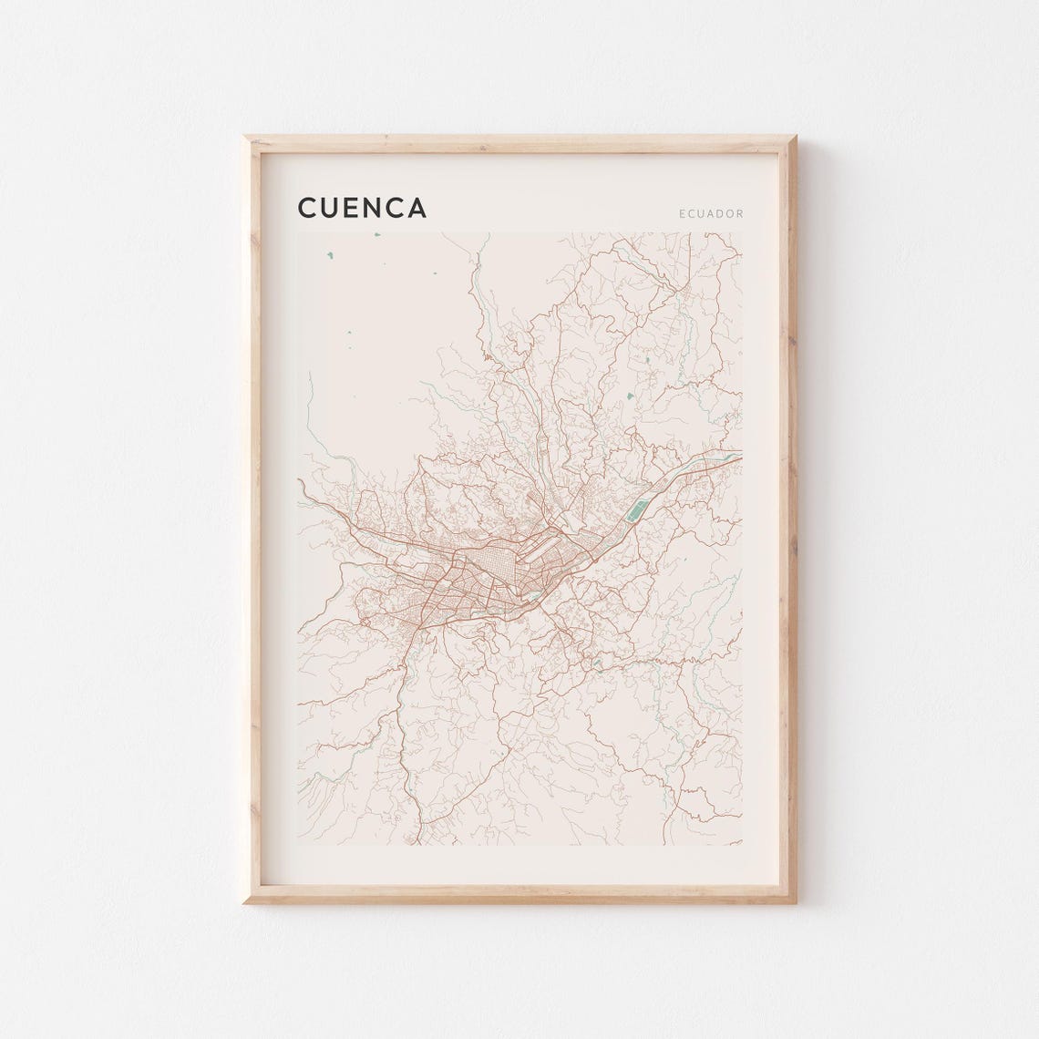 Cuenca Ecuador Minimalist City Street Map Travel Keepsake Poster