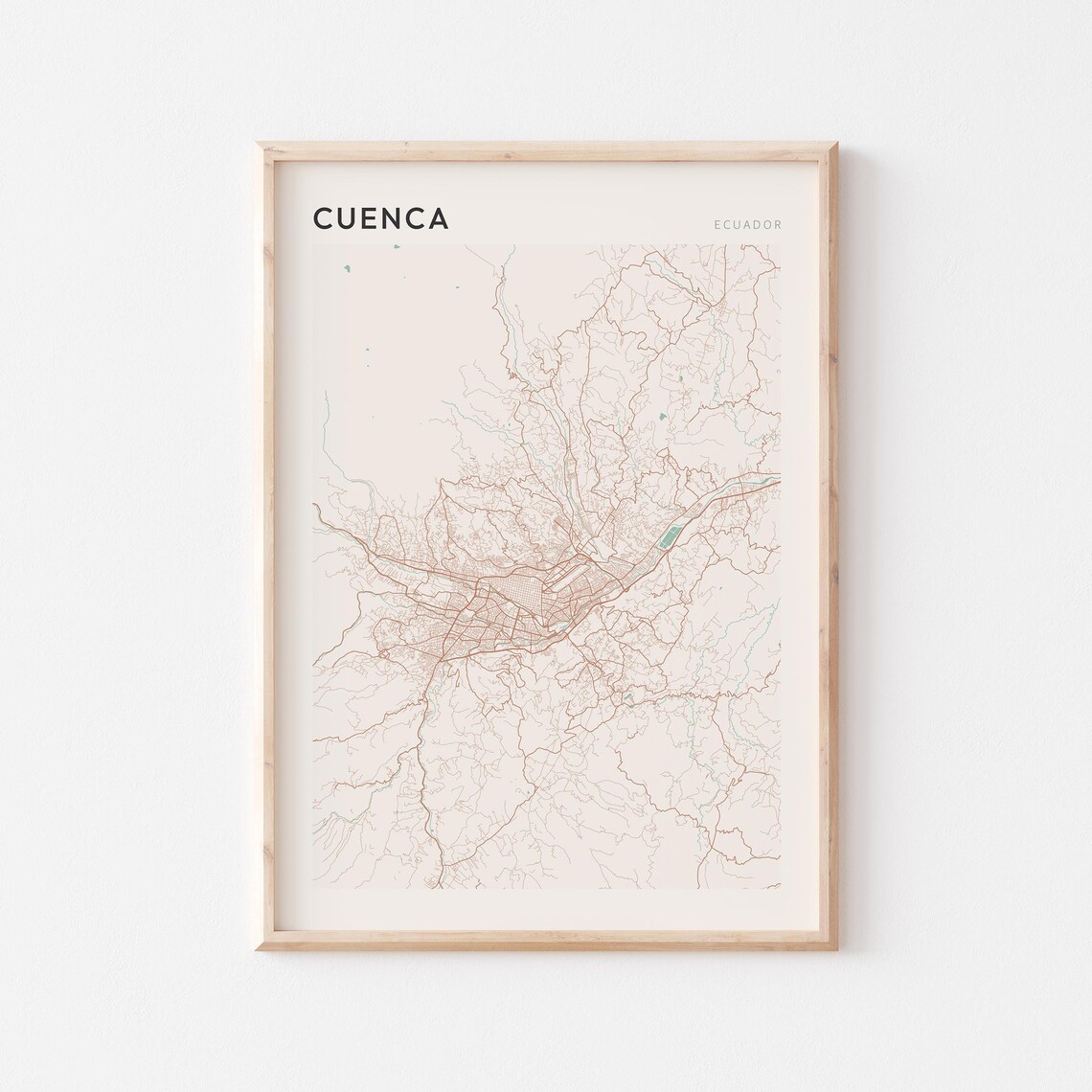Cuenca Map Poster Print Wall Art Ecuador Travel Gift Minimalist