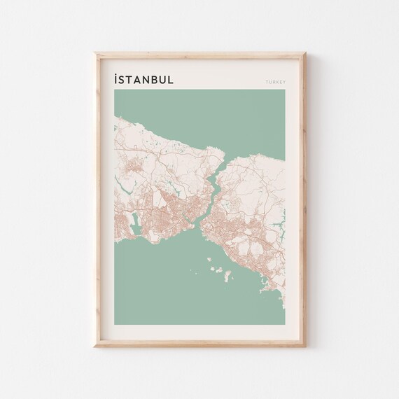 Istanbul Map Poster Print Wall Art Turkey Travel Gift Minimalist
