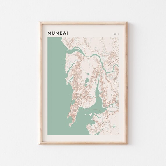 Mumbai Map Poster Print Wall Art India Travel Gift Scandi