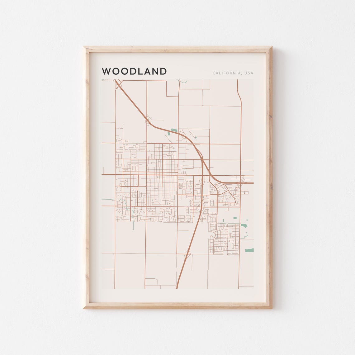 Woodland Map Poster Woodland Print Woodland Poster Woodland Wall Art California Travel Gift Farmhouse Wall Decor Dorm Decor