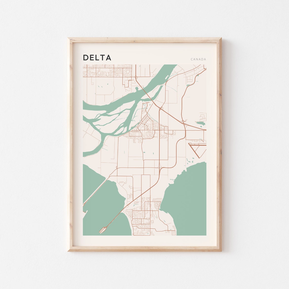 Delta Canada Minimalist City Street Map Art Poster Home Decor