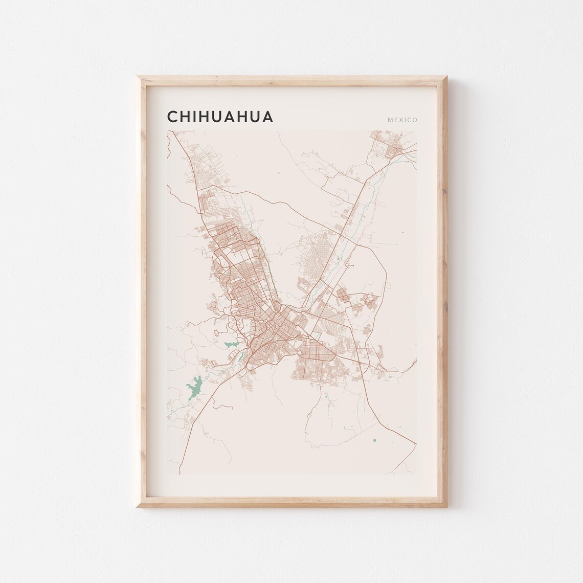 Chihuahua Map Poster Print Wall Art Mexico Travel Gift Farmhouse Decor