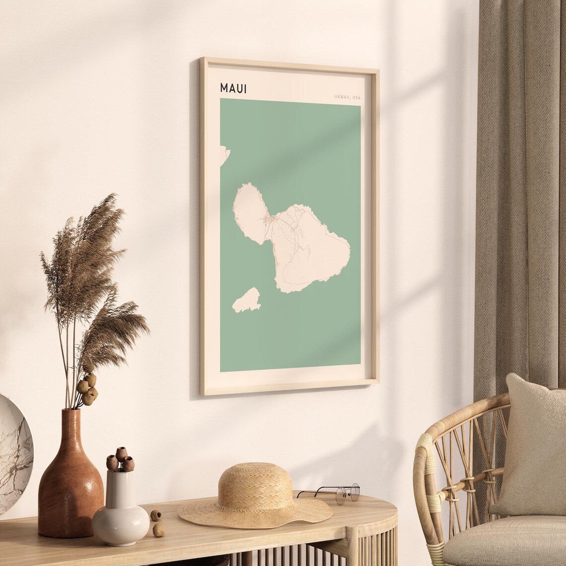 Maui Map Poster Maui Print Maui Poster Maui Wall Art Hawaii Travel Gift Farmhouse Wall Decor Gift College Girl Bedroom Wall Decor - Image 3