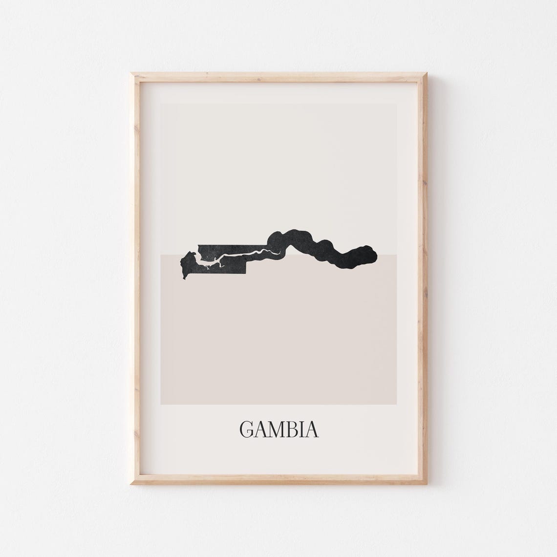 Gambia Minimalist Country Map Black Silhouette Boho Style Poster