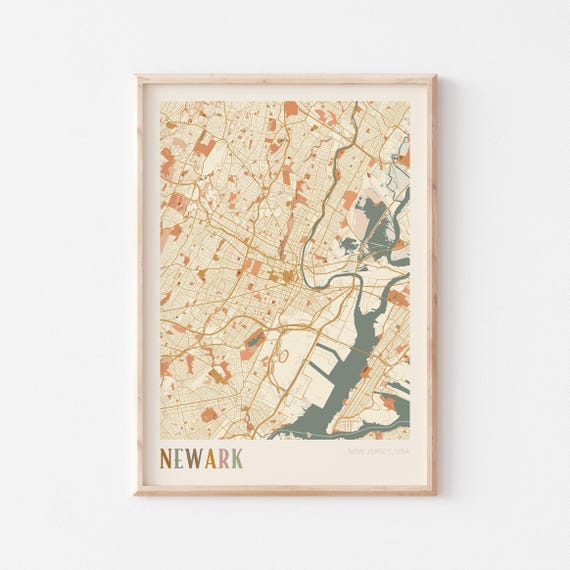 Newark Map Poster Newark Print Newark Poster Newark Wall Art New Jersey Travel Gift Boho Poster