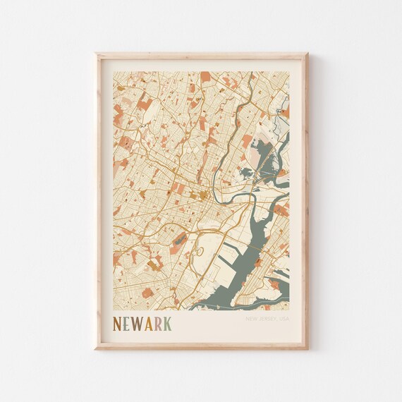 Newark New Jersey Boho City Street Map Urban Wall Decor Poster