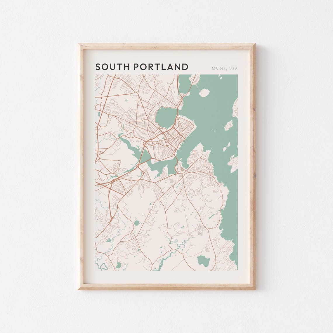 South Portland Map Poster South Portland Print South Portland Poster South Portland Wall Art Maine Travel Gift Scandi Poster