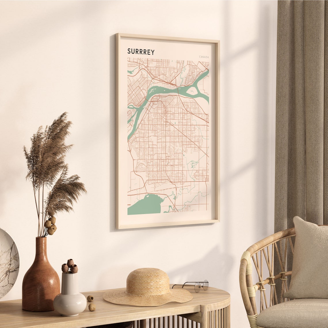 Surrrey Canada Minimalist City Street Map Art Poster Home Decor - Image 3