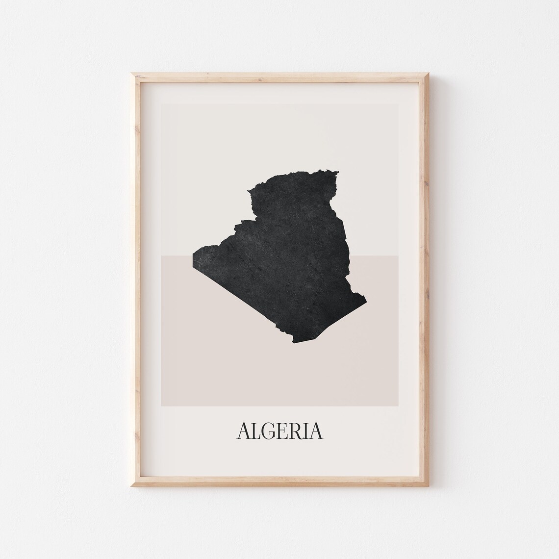Algeria North Africa Black Silhouette Minimalist Country Map Poster
