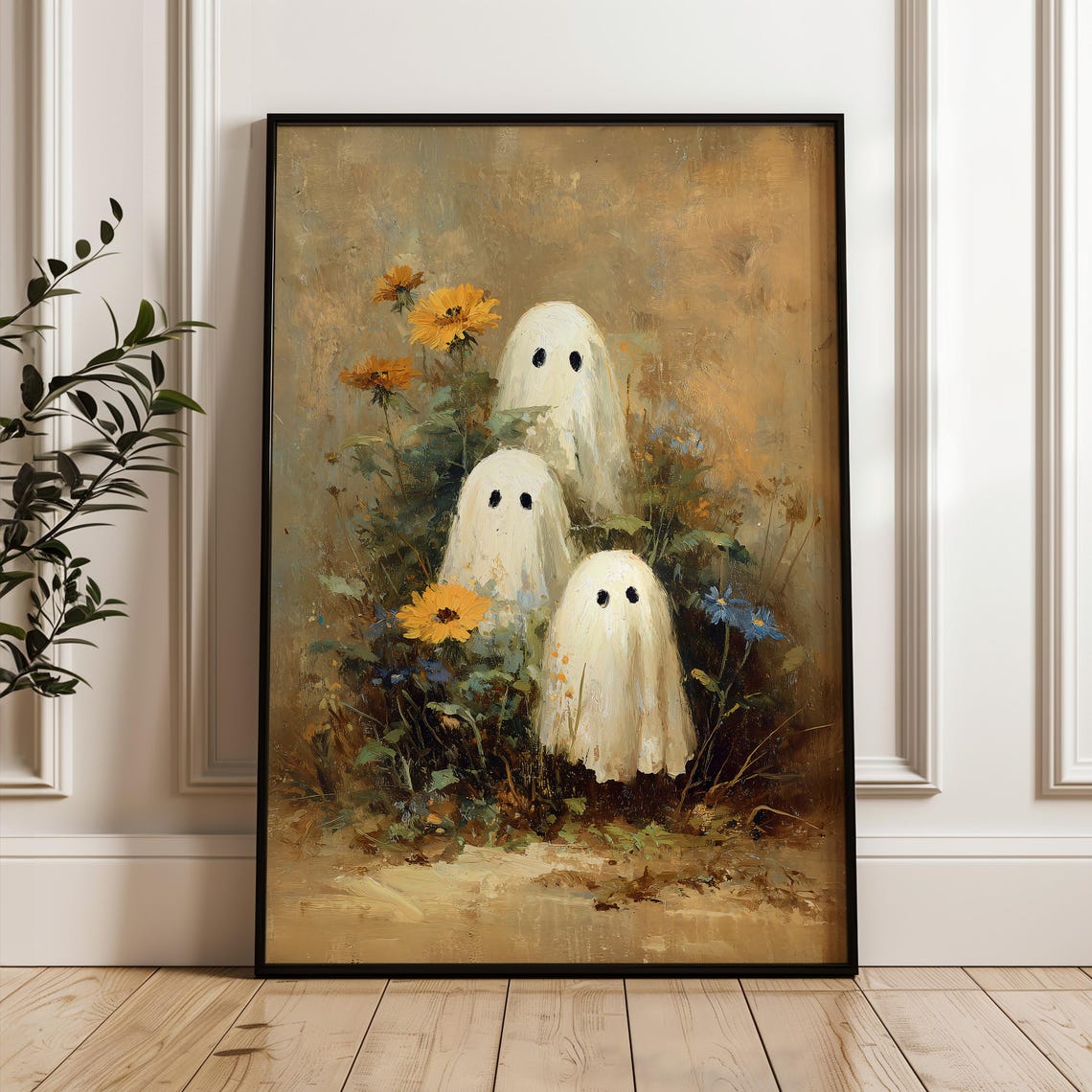 Cute Vintage Painting Halloween Wall Decor Fall Framed Art