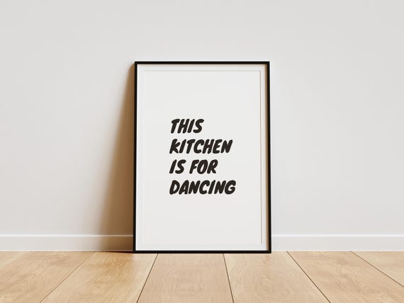 Minimalist Kitchen Poster Funny Chef Quote Cute Dance Art Typography Print Dopamine Decor Dining Room Wall Art Trendy Cooking Art