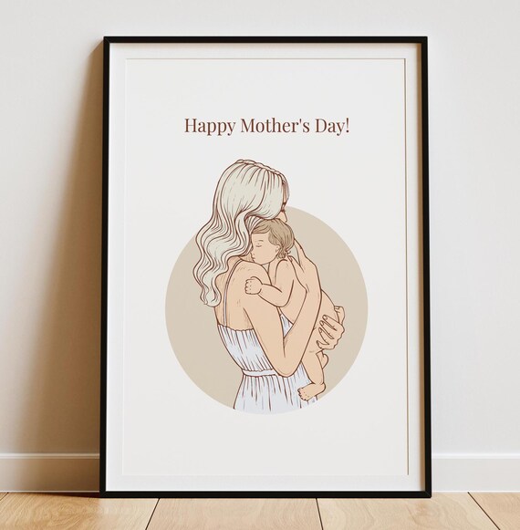 Happy Mothers Day Minimalist Quote Art Print