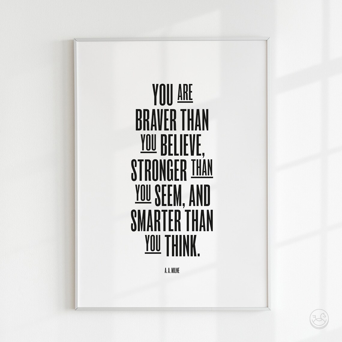 You Are Braver Than You Believe Poster A A Milne Inspirational Quote Decor - Image 2