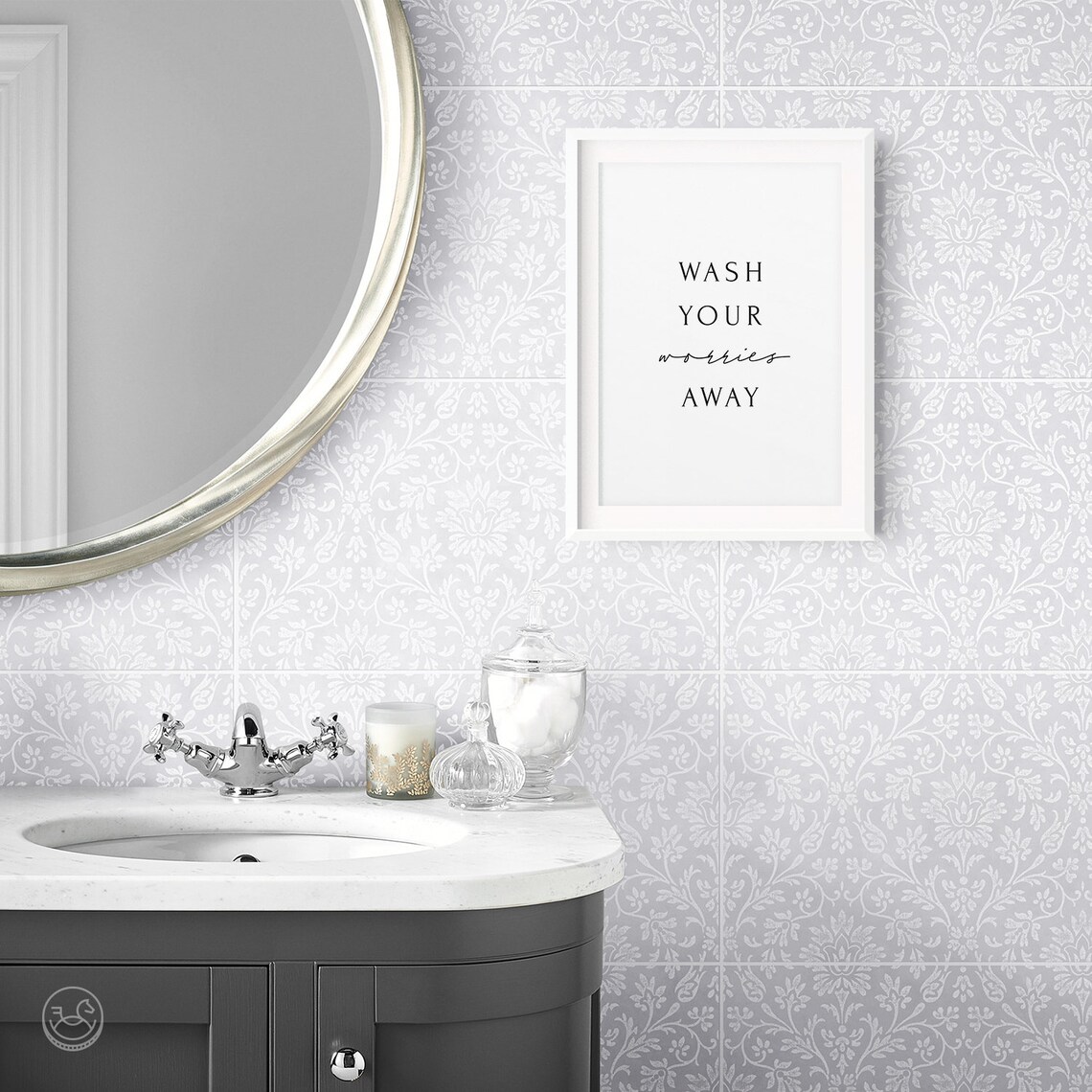 Wash Your Worries Away Bathroom Wall Art Print - Image 2