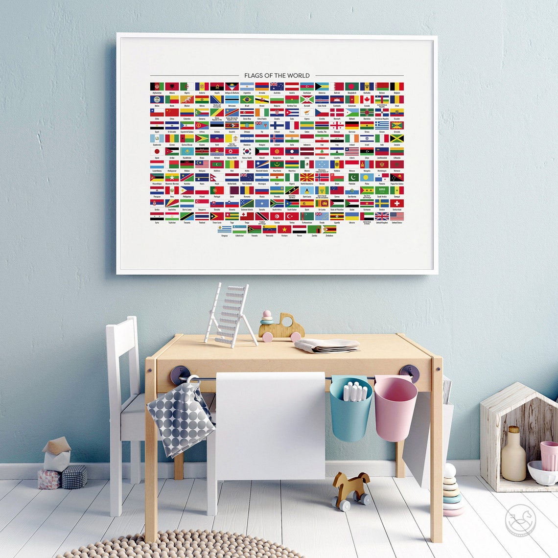 Flags of the World Chart Colorful Country Flags Reference Poster - Image 4