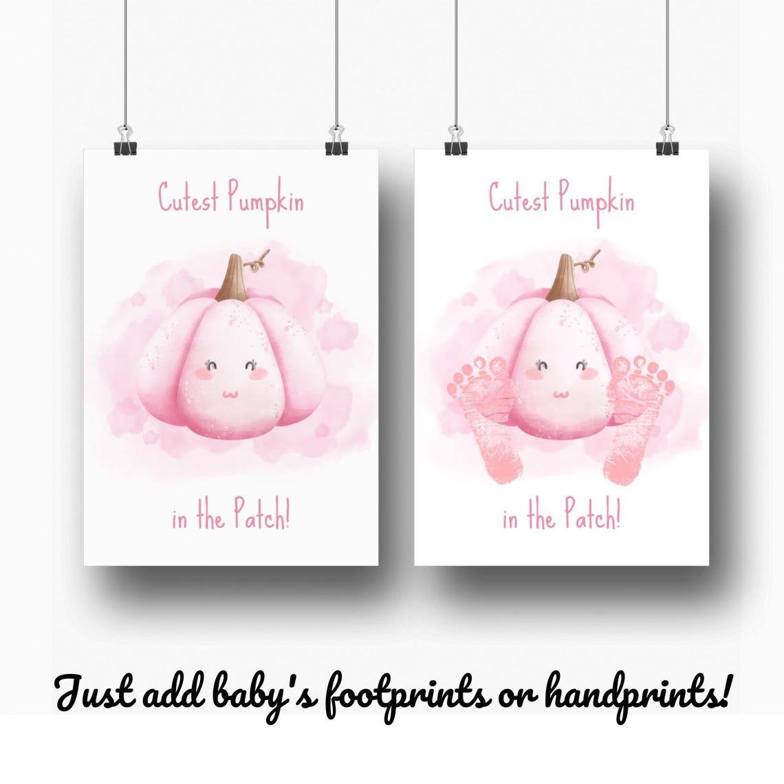Baby Footprint Fall Cutest Pumpkin in the Patch Keepsake Poster - Image 3