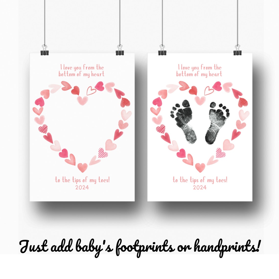 Bottom Of My Heart Tips Of My Toes Footprint Keepsake My First Fathers Day Footprint Heart Love Handprint Diy Craft Art Baby Kids - Image 2