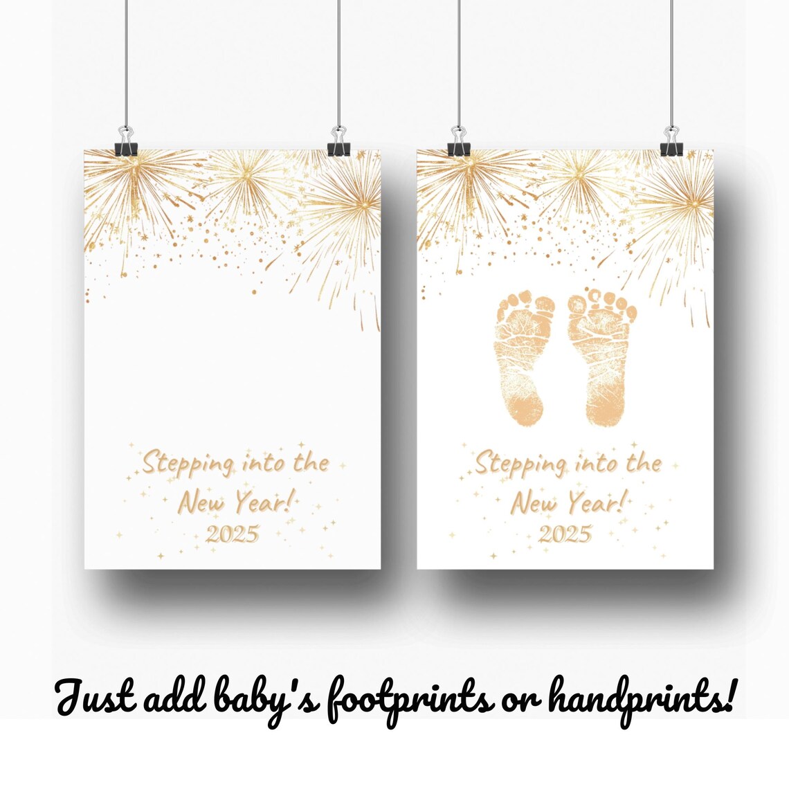 New Year Footprint Keepsake, Holiday Handprint Craft - Image 3
