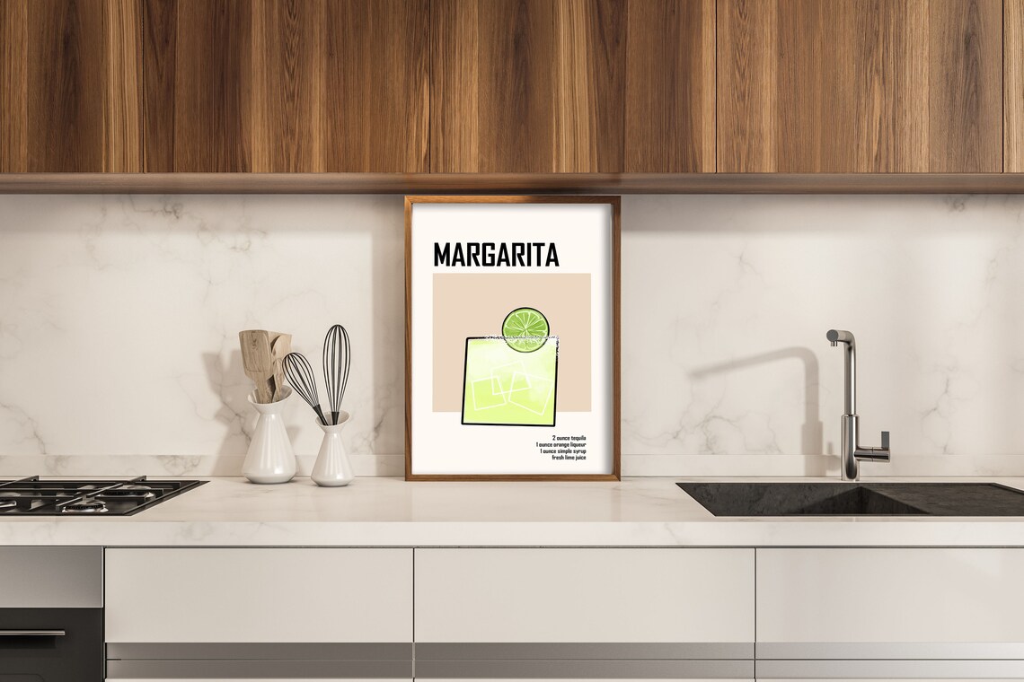 Margarita Cocktail Recipe Minimalist Lime Illustration Bar Cart Art Poster - Image 2