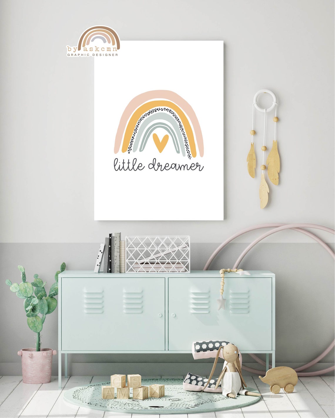 Rainbow Wall Decor Print Baby Room Poster Nursery Print Art Little Dreamer Baby Room Poster Quote Poster Instant - Image 2