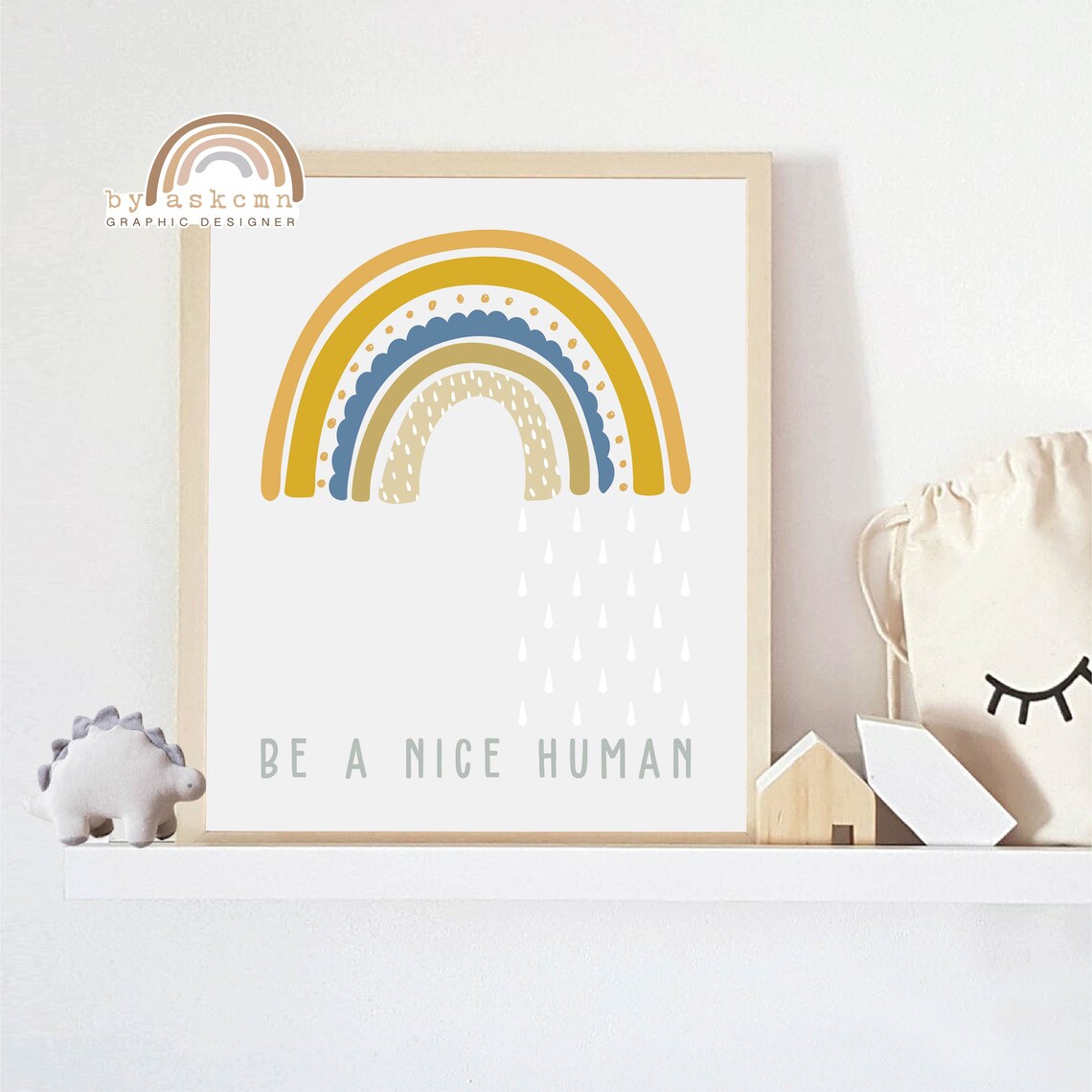 Rainbow Baby Art Pastel Nursery Decor Modern Rainbow Print Neutral Rainbow Art Boho Rainbow Art Boho Nursery Print Living Room Wall Art - Image 4