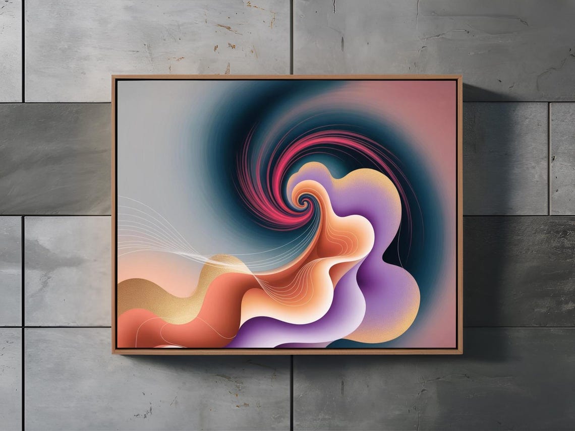 Pastel Gradient Swirl Vortex Pink Purple Fluid Abstract Poster - Image 2