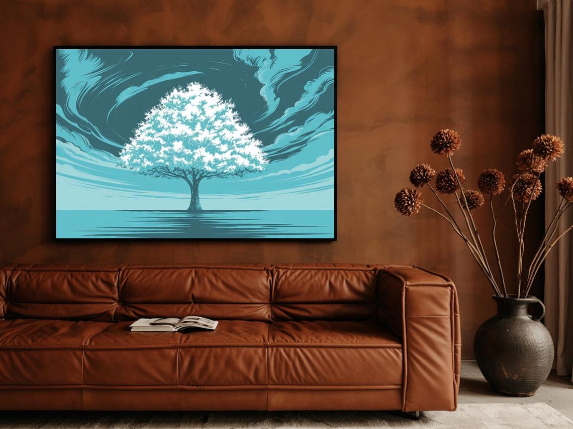 Solitary Tall Tree Minimalistic Art Print Nature Decor Wall Room - Image 3