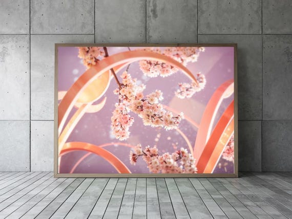 Dried Cherry Blossom Flakes Minimalistic Art Print Nature Decor Wall Room