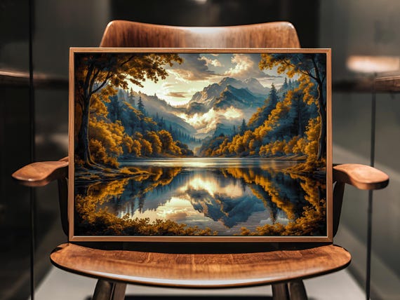 Mountain Forest Lake Nature Art Print Decor Wall Room