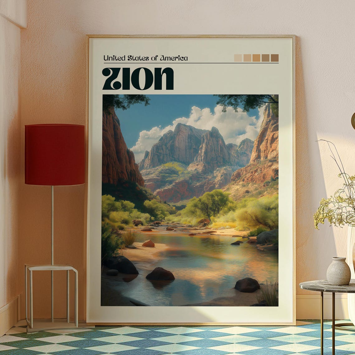 Zion National Park Utah Red Rock Canyon River Photographic Poster - Image 2