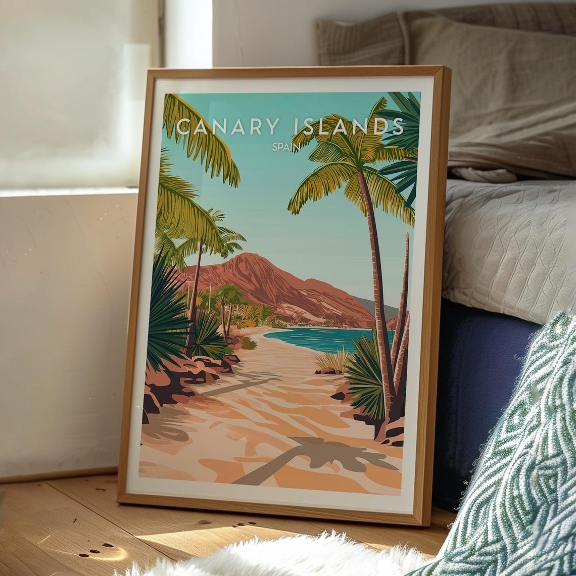 Canary Islands Spain Palm Beach Tropical Coast Travel Poster - Image 2