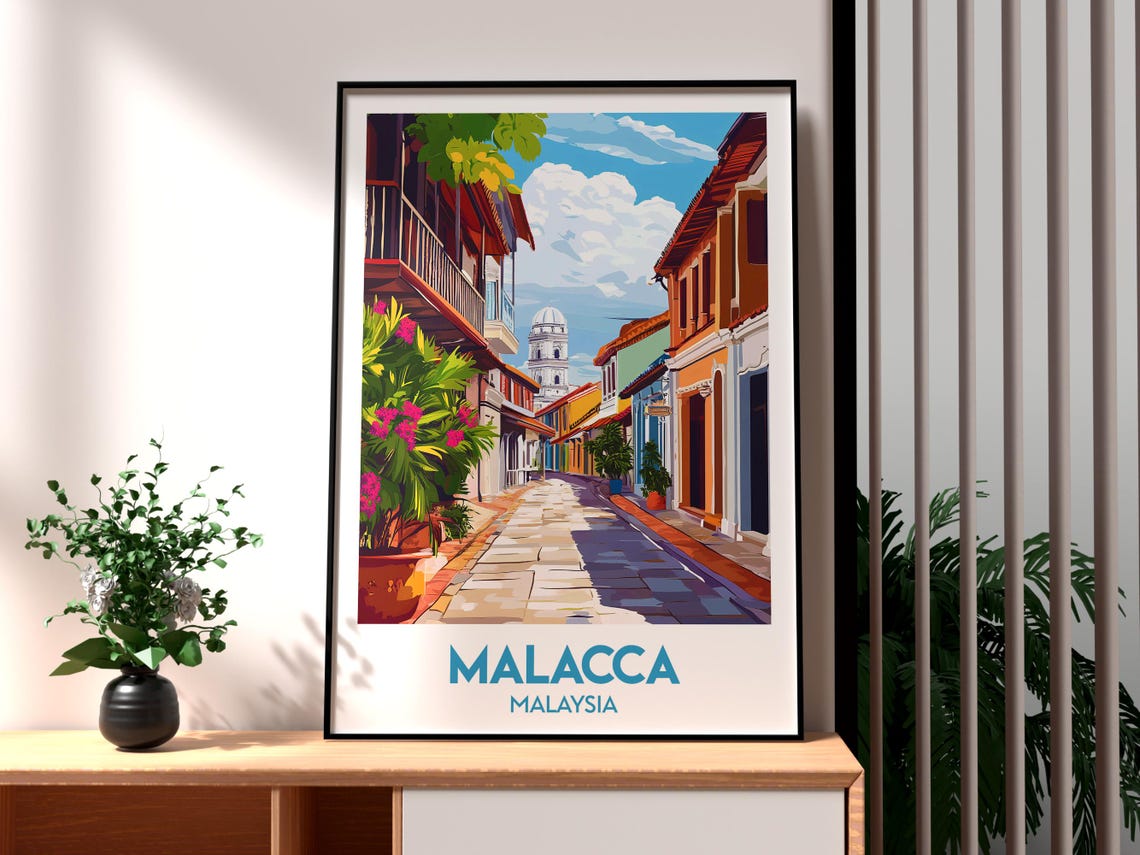 Malacca Print Malaysia Wall Art City Poster Jonker Street Travel Backpacking Melaka